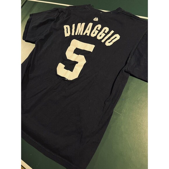 Majestic MLB New York Yankees Joe DiMaggio #5 Jersey T-Shirt LARGE Baseball HOF - Picture 1 of 7